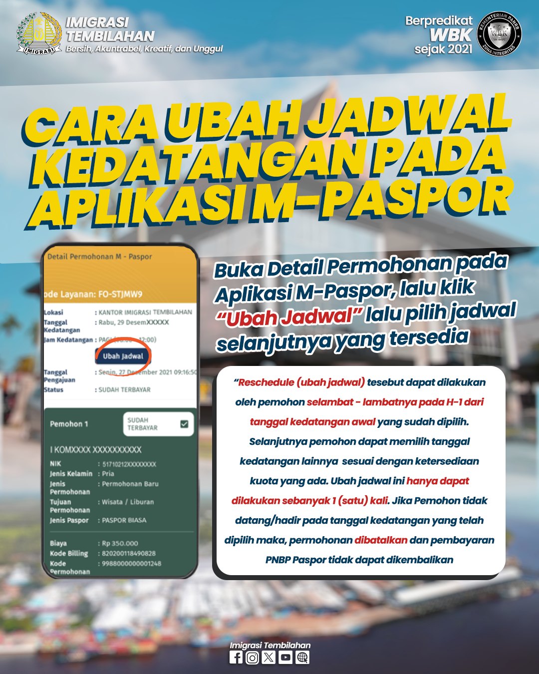 Cara Ubah Jadwal Kedatangan Pada Aplikasi M-paspor