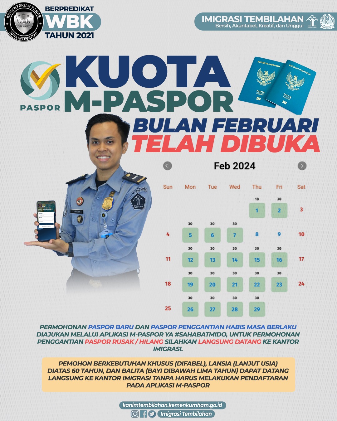 Kuota M-paspor Bulan Februari 2024 Sudah di Buka !