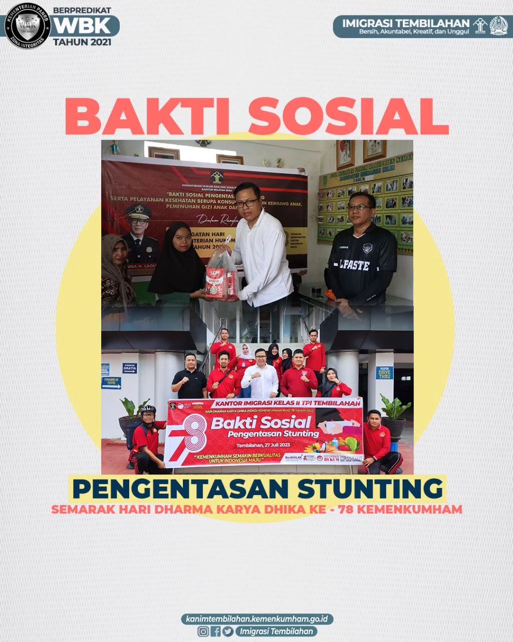 SEMARAK HDKD KE-78, IMIGRASI TEMBILAHAN GELAR BAKTI SOSIAL PENGENTASAN STUNTING BERSAMA LAPAS DAN PUSKESMAS