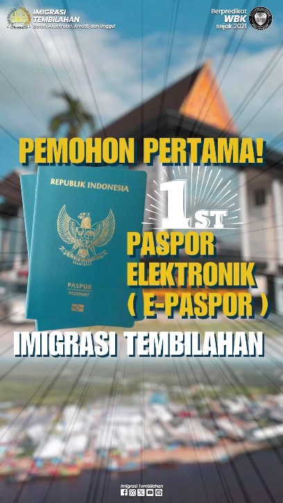 Pemohon pertama Paspor Elektronik di Kanim Tembilahan