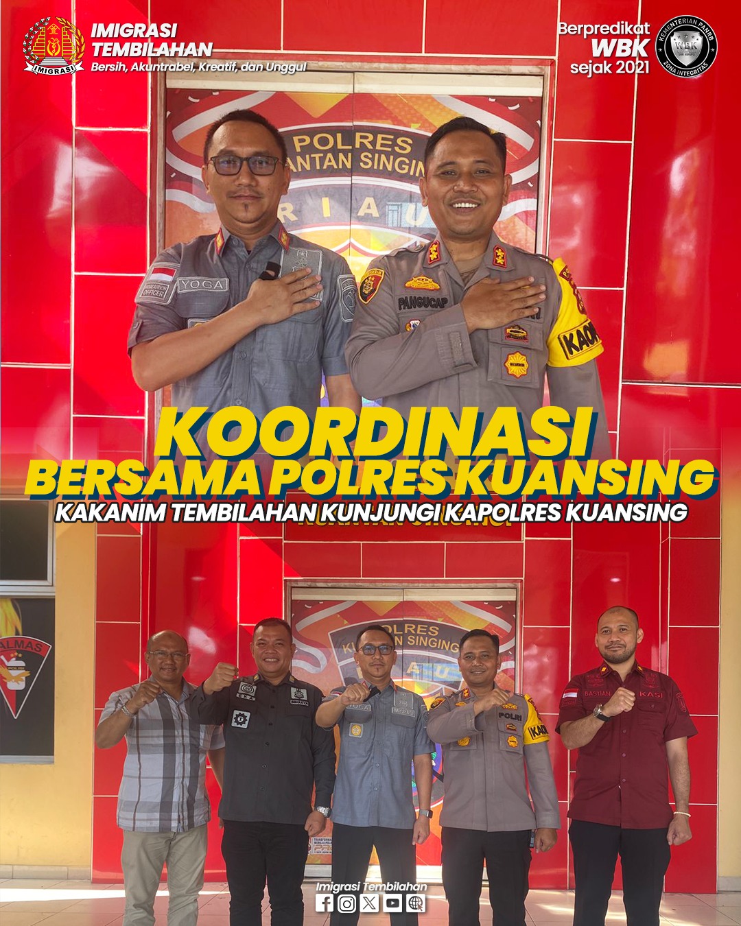 KOORDINASI BERSAMA POLRES KUANSING, KAKANIM TEMBILAHAN KUNJUNGI KAPOLRES KUANTAN SINGINGI