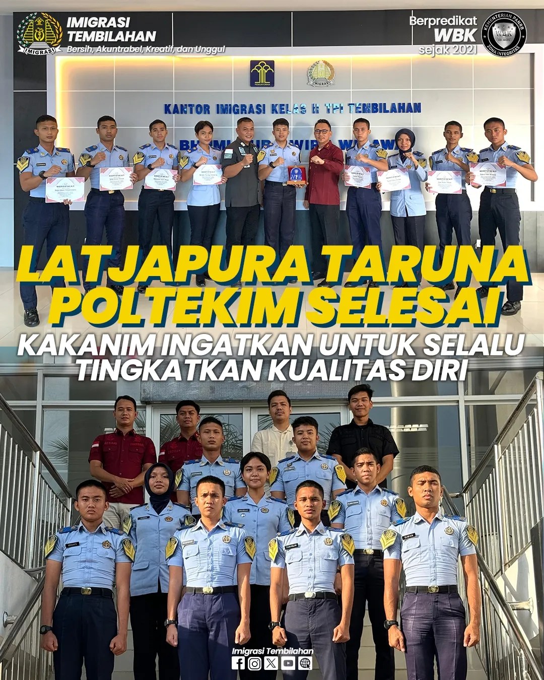 LATJAPURA TARUNA POLTEKIM SELESAI, KAKANIM INGATKAN UNTUK SELALU TINGKATKAN KUALITAS DIRI