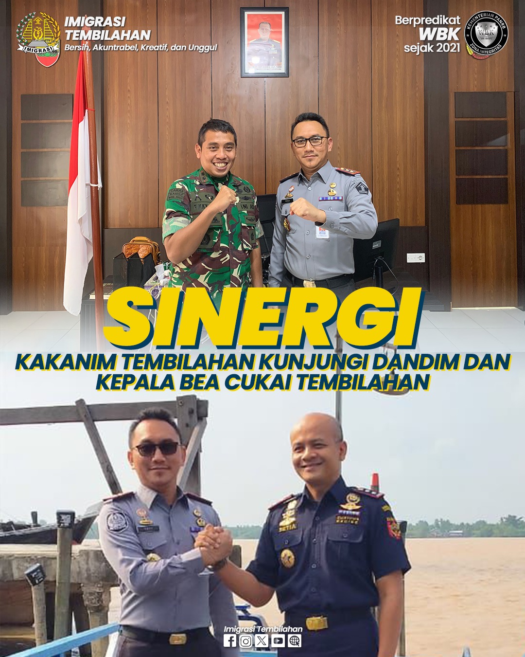 PERKUAT SINERGITAS, KAKANIM TEMBILAHAN KUNJUNGI DANDIM DAN KEPALA BC TEMBILAHAN