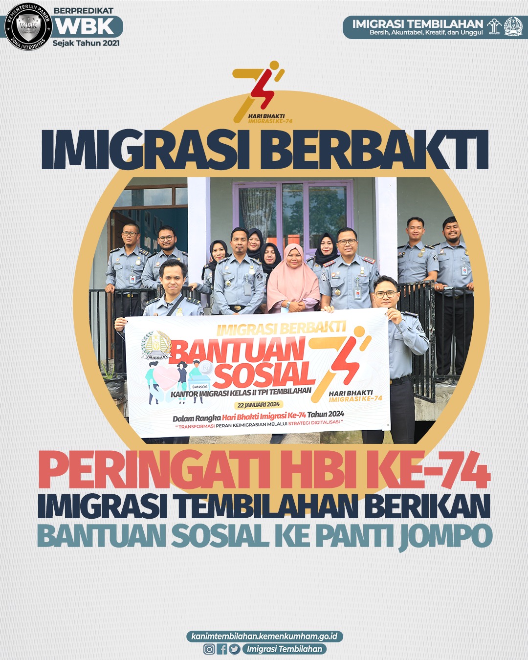 Imigrasi Berbakti: Peringati Hbi Ke-74 Imigrasi Tembilahan Berikan Bantuan Sosial Ke Panti Jompo