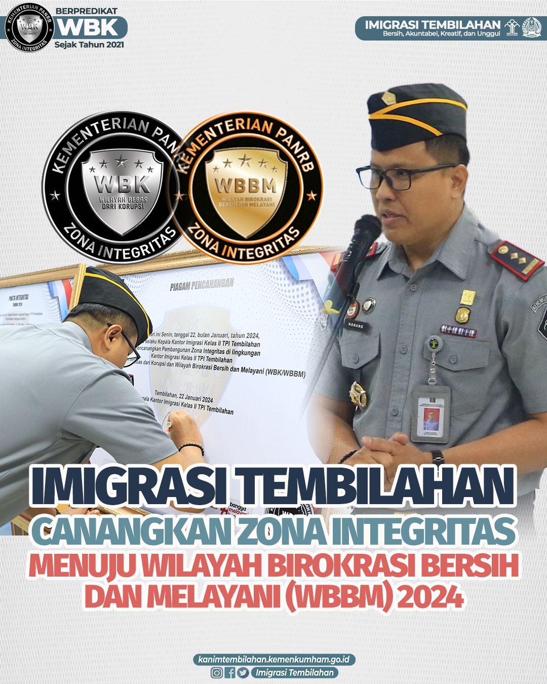 Imigrasi Tembilahan Canangkan Zona Integritas Menuju Wilayah Birokrasi Bersih dan Melayani (WBBM) Tahun 2024