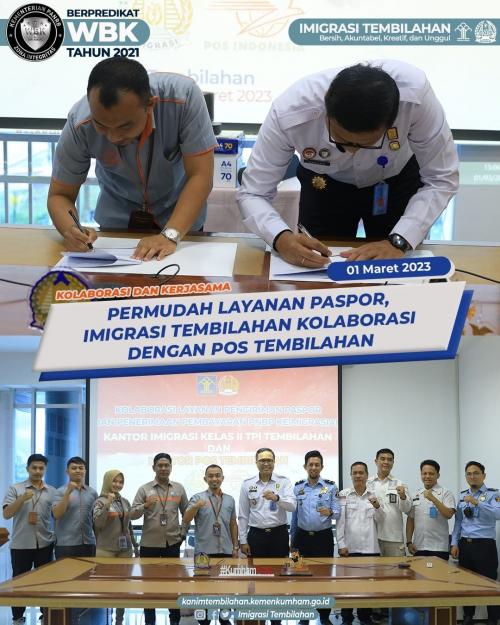PERMUDAH LAYANAN PASPOR, IMIGRASI TEMBILAHAN KOLABORASI DENGAN POS TEMBILAHAN
