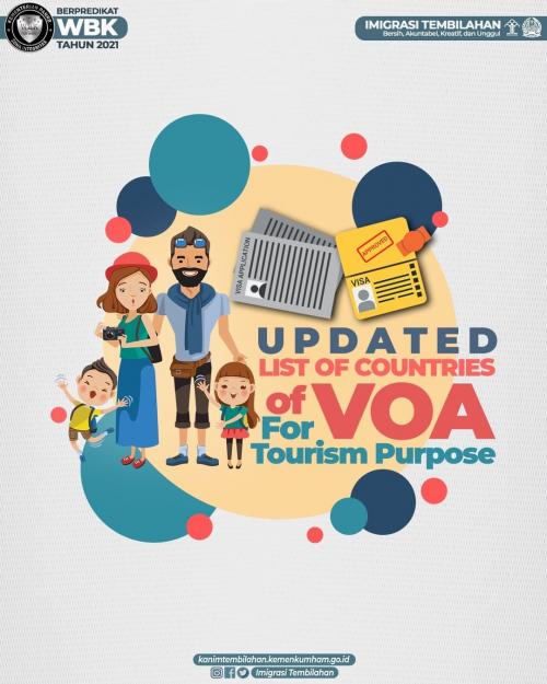 Here is updated list of countries of VoA and e-VoA holders to arrive in Indonesia.