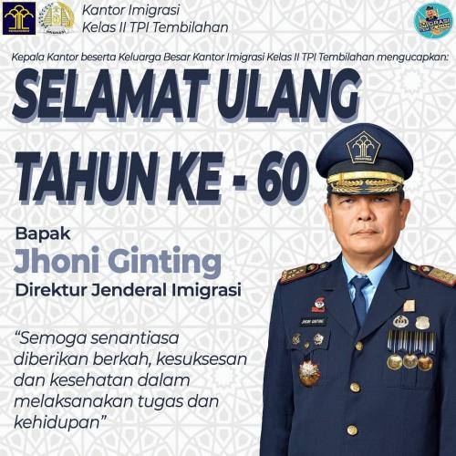 SELAMAT ULANG TAHUN KE-60 BAPAK JHONI GINTING