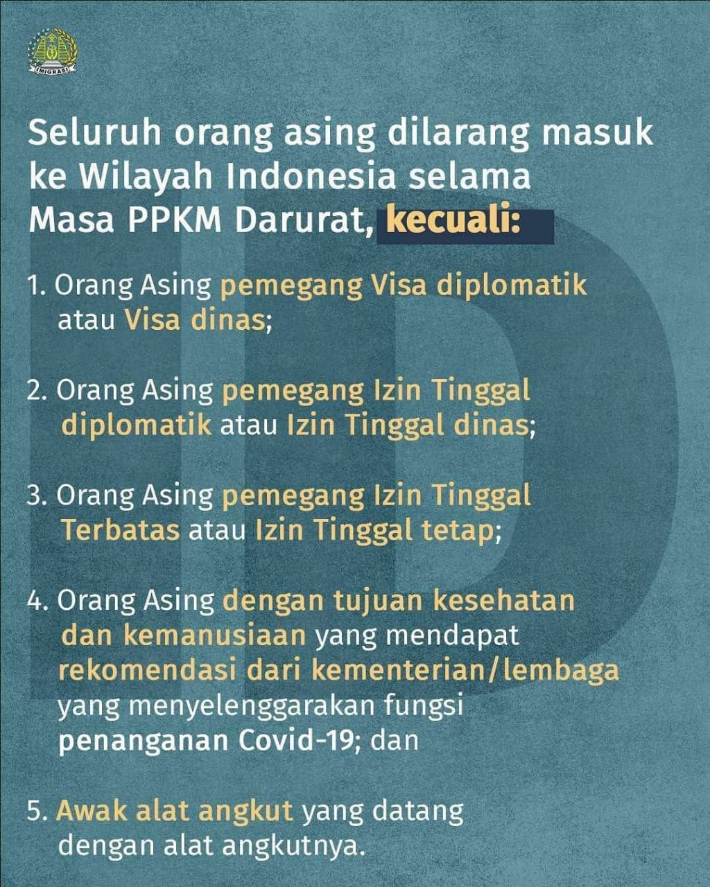 Pemerintah Perketat Aturan Orang Asing Masuk ke Indonesia 
