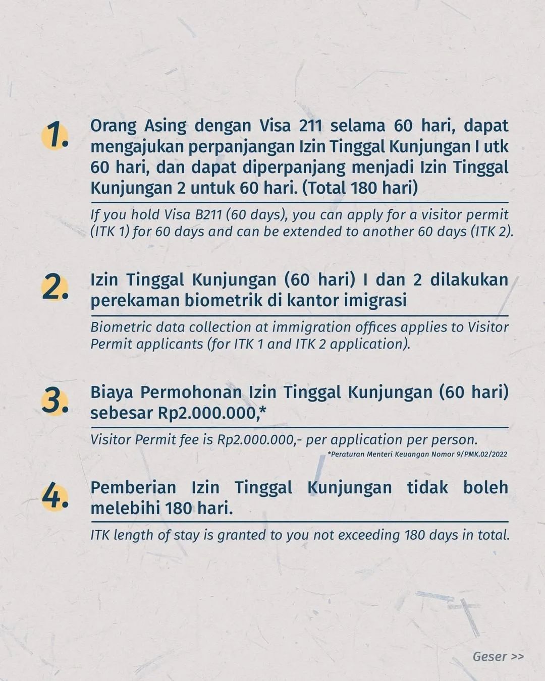 KETENTUAN BARU IZIN TINGGAL KUNJNGAN BAGI ORANG ASING DI INDONESIA