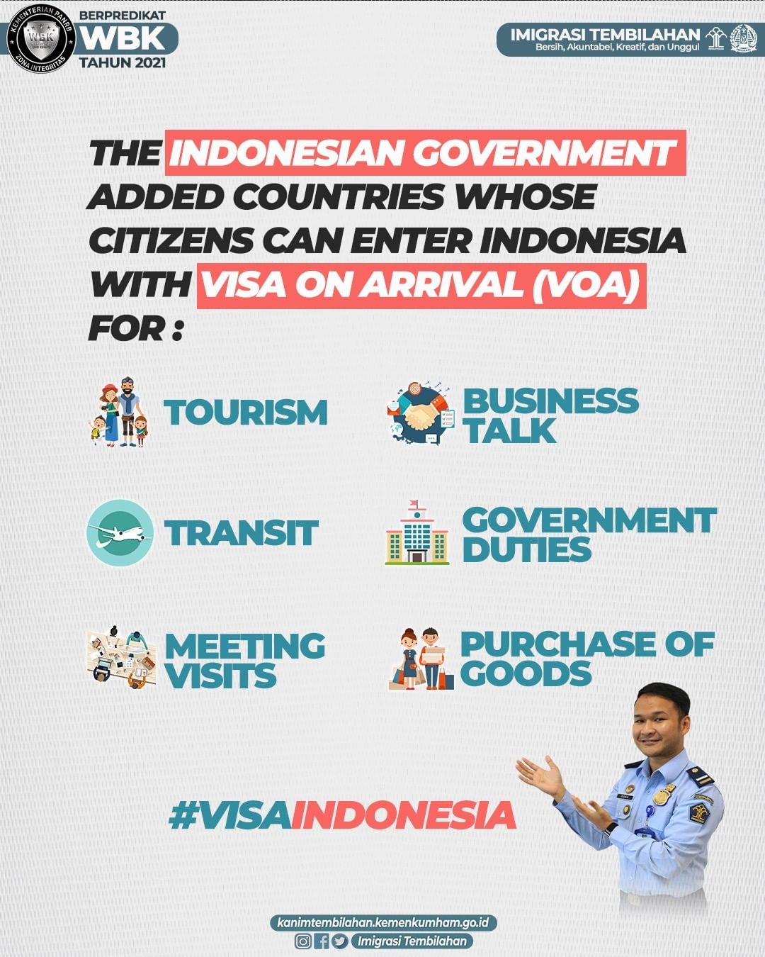 Here is updated list of countries of VoA and e-VoA holders to arrive in Indonesia.